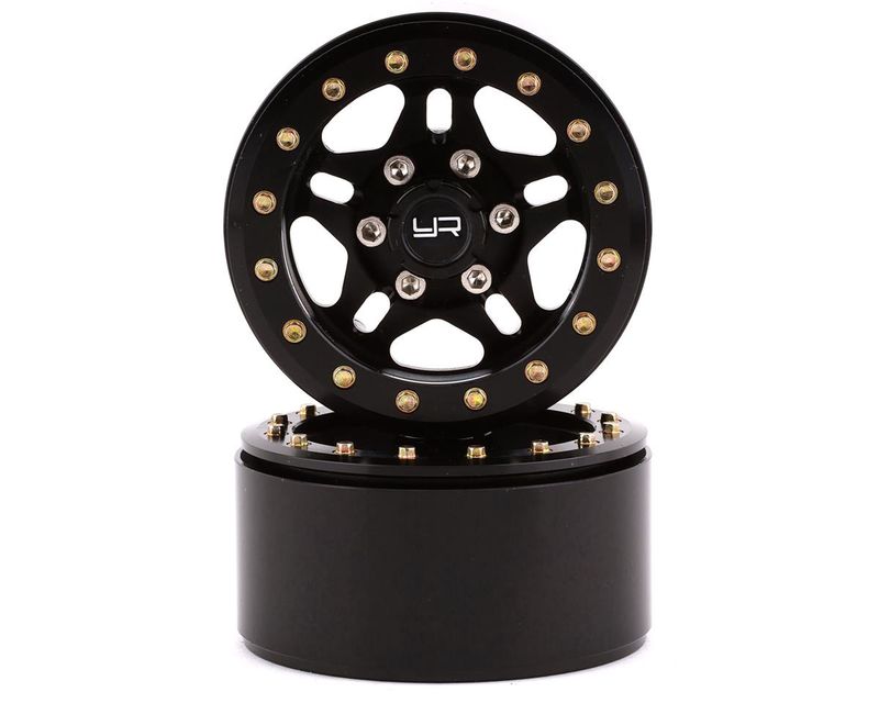 YEA-WL-0116BK, Yeah Racing 1.9&quot; Aluminum 5-Spoke Beadlock Wheels w/12mm Hex (Black) (2)