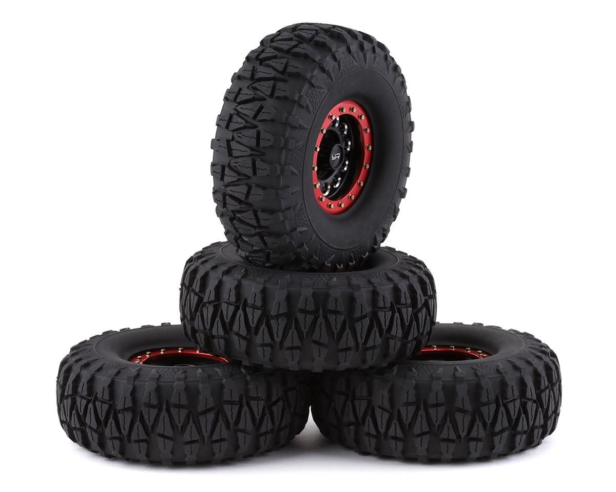 Yeah Racing Claw 1.9&quot; Pre-Mounted Tires w/Aluminum Beadlock Wheels (Black) (4)