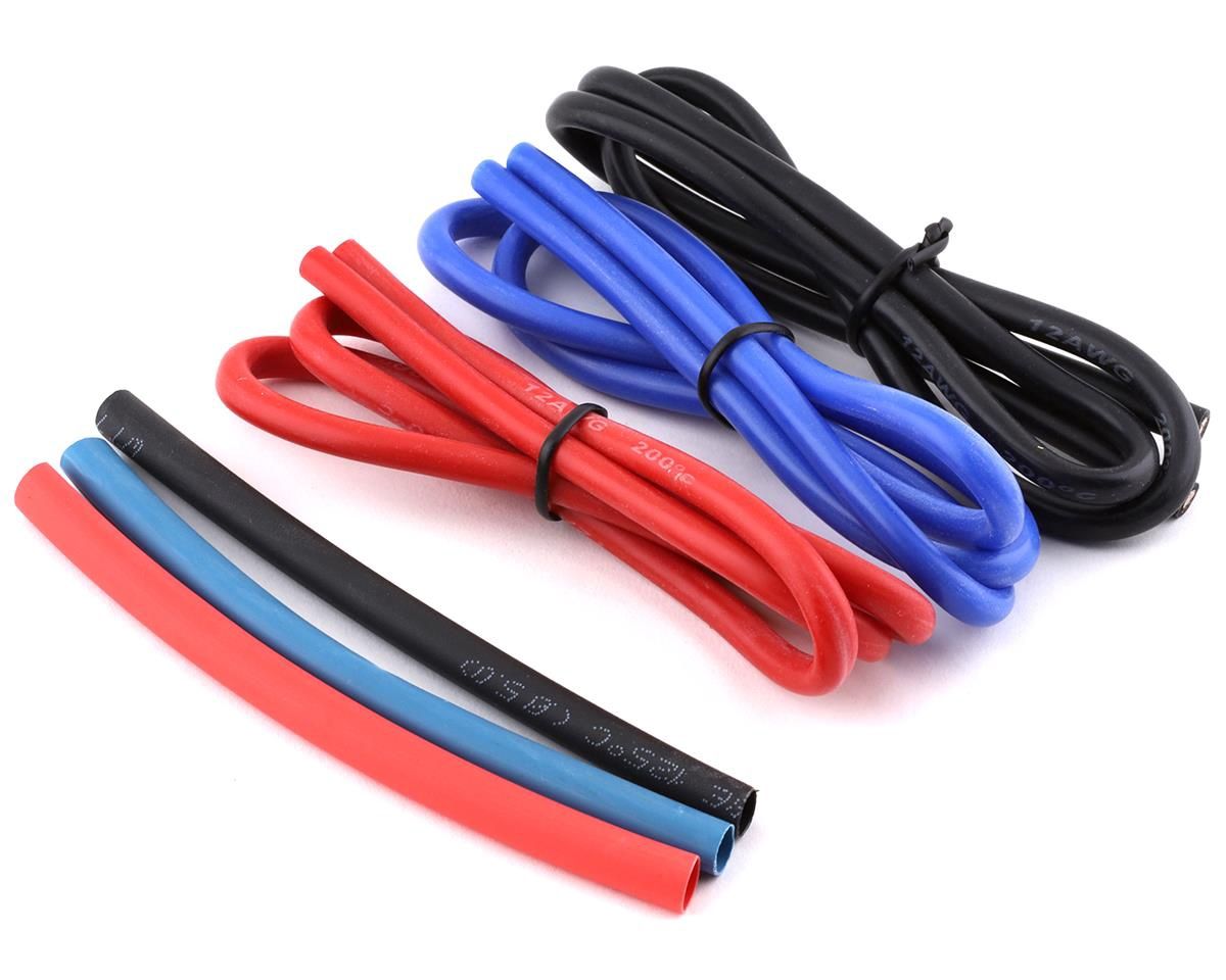 Yeah Racing Silicone Wire Set (Red, Black &amp; Blue) (3) (1.9') (12AWG)
