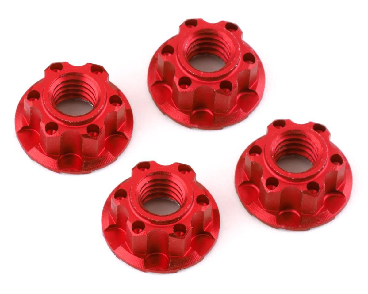 Yeah Racing 4mm Aluminum Serrated Wheel Lock Nut (4) (Red)