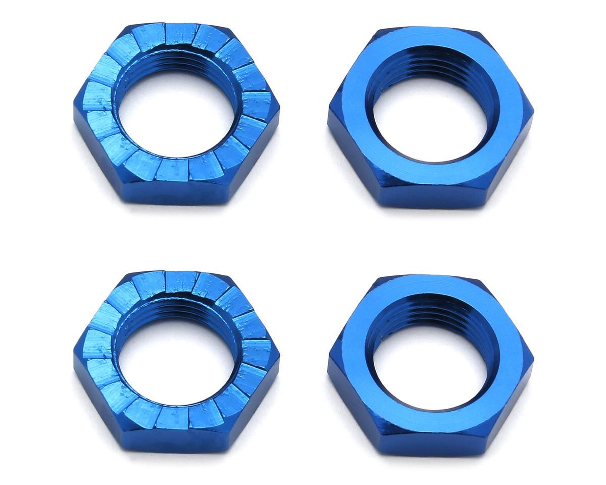 Team Associated 17mm Aluminum Serrated Wheel Hex Nut (Blue) (4)