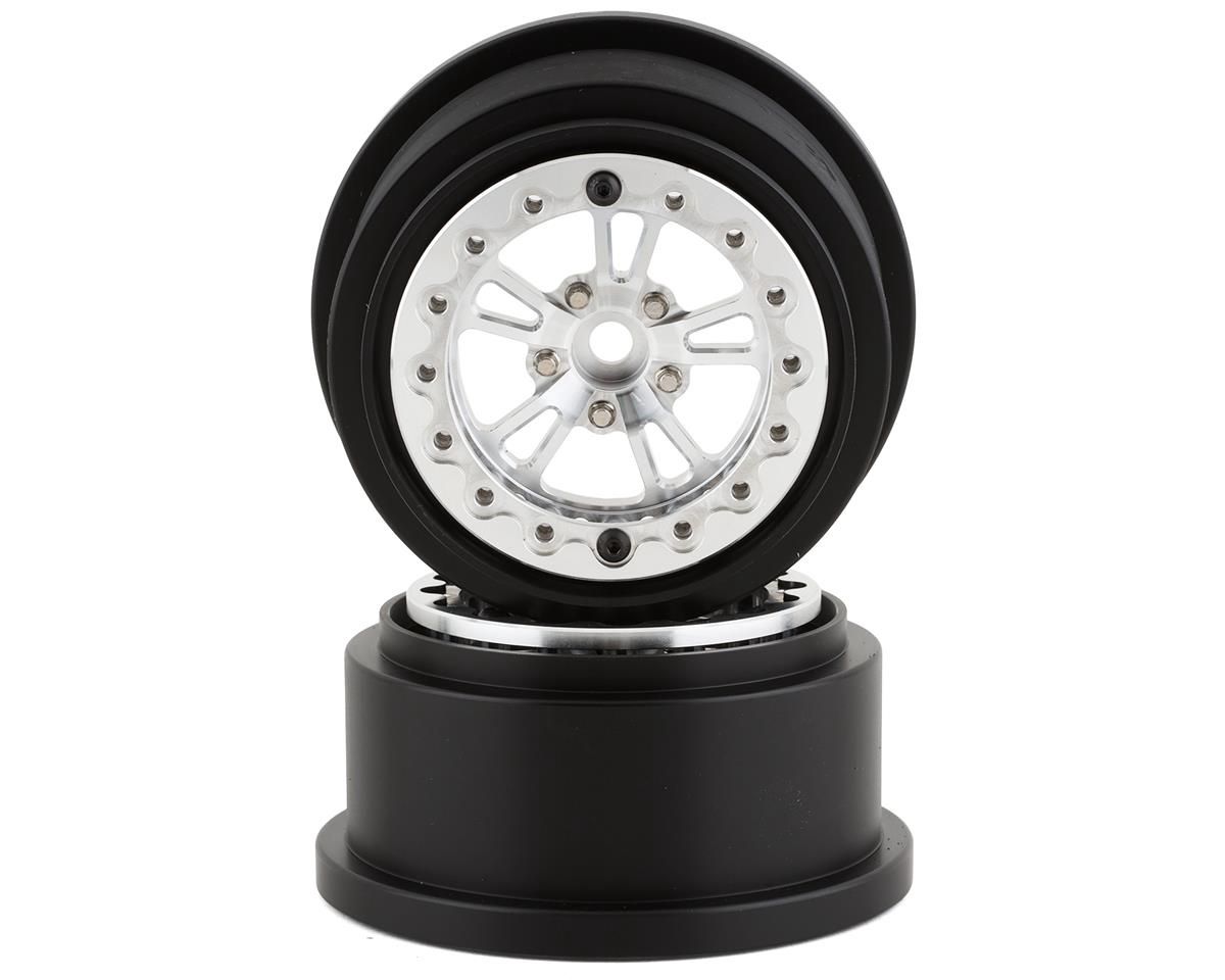 SSD00525, SSD RC V Spoke Lightweight Aluminum Drag Racing Beadlock Wheels (Silver) (2)