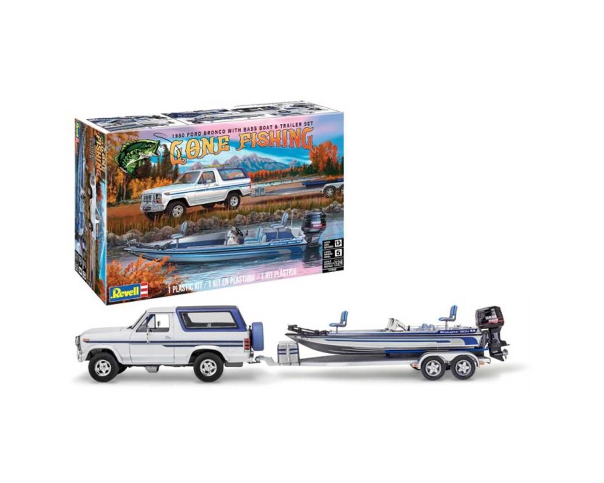 Revell 1/24 1980 Ford Bronco &amp; Bass Boat w/Trailer Model Kit