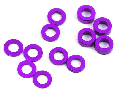 ProTek RC Aluminum Ball Stud Washer Set (Purple) (12) (0.5mm, 1.0mm &amp; 2.0mm)