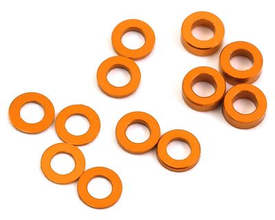 ProTek RC Aluminum Ball Stud Washer Set (Orange) (12) (0.5mm, 1.0mm &amp; 2.0mm)