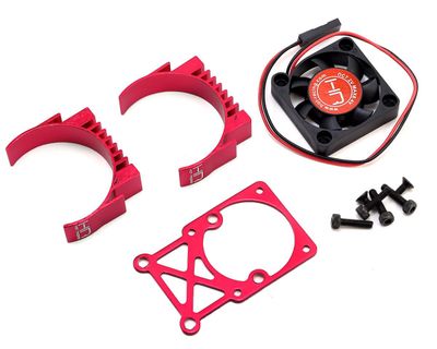 HRAMH550TE02, Hot Racing Clip-On Two-Piece Motor Heat Sink w/Fan (Red)