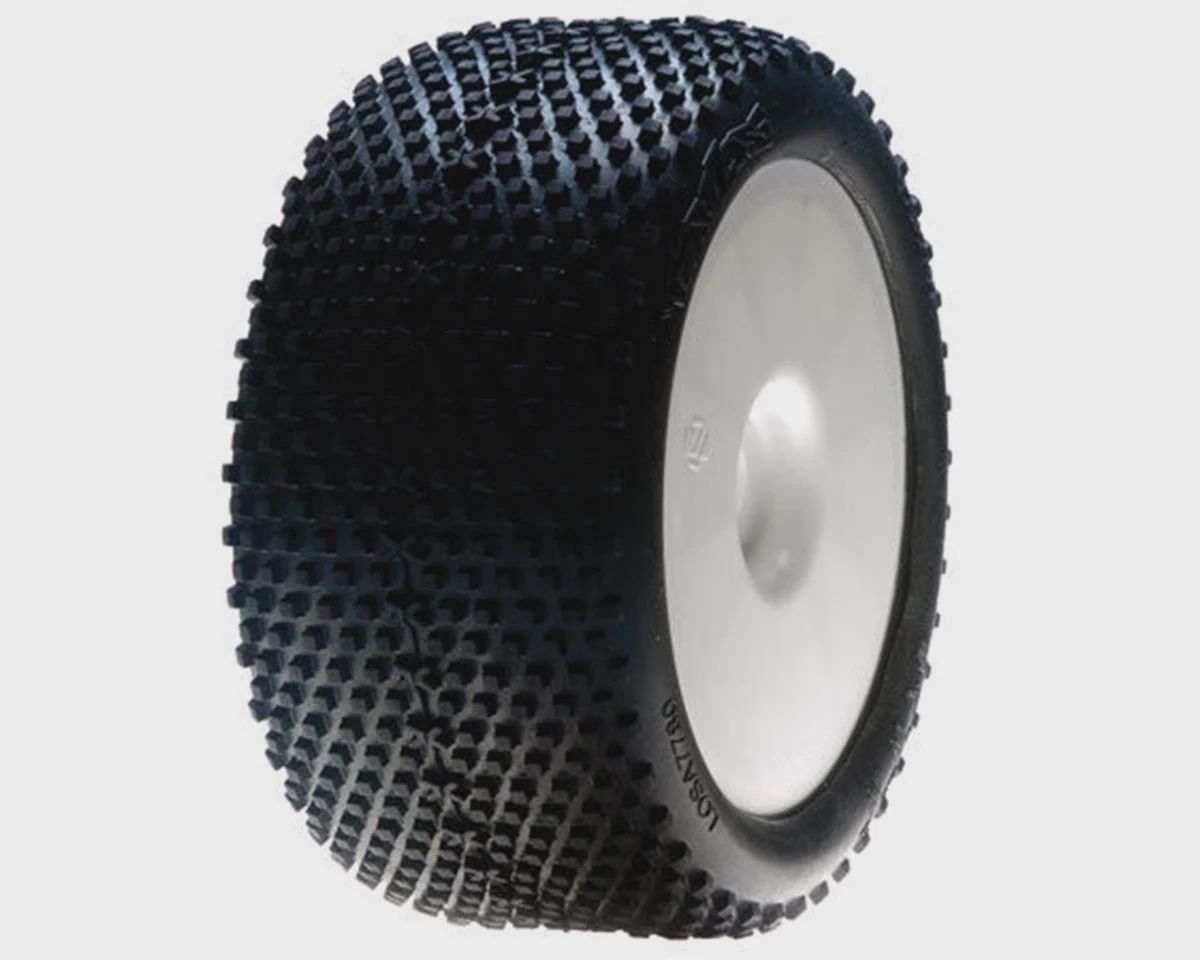 LOSA17701B, Losi XXT Pre-Mounted 1/8 Truggy Tires (2) (White) (Blue) w/17mm Hex