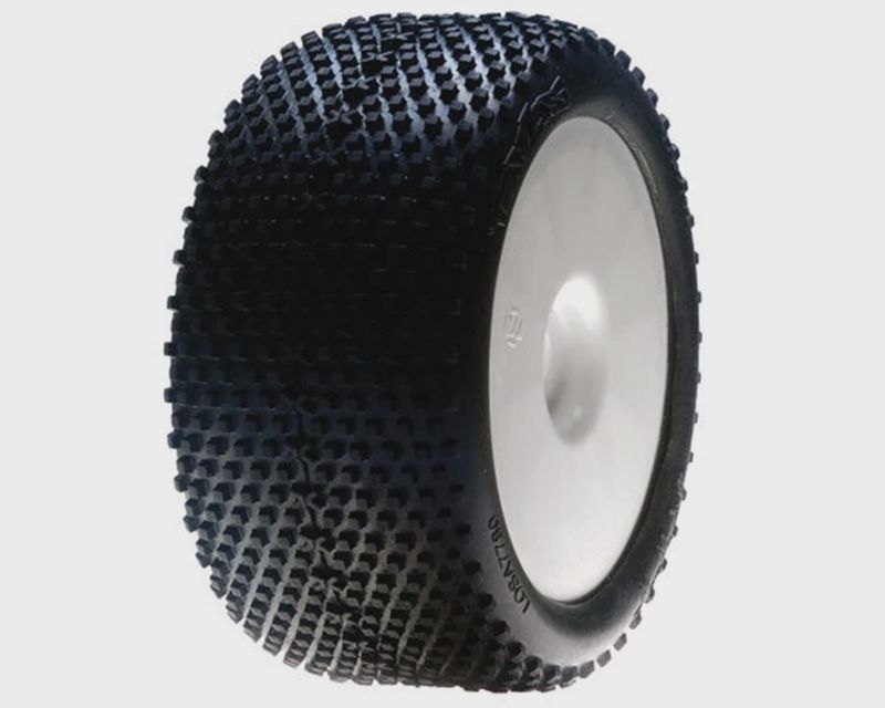 LOSA17701B, Losi XXT Pre-Mounted 1/8 Truggy Tires (2) (White) (Blue) w/17mm Hex