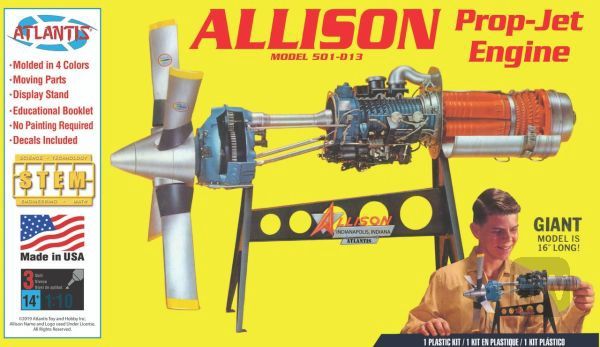 AANH1551, Atlantis - Allison Prop-Jet Engine w/ Moving Parts &amp; Stand 1/10