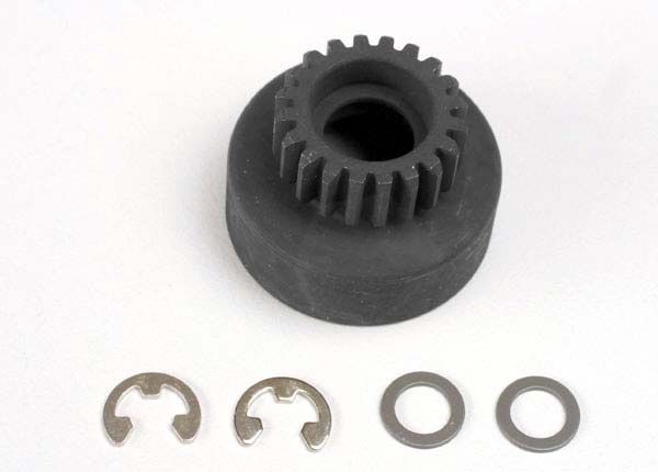 Traxxas Clutch bell (20-tooth)/5x8x0.5mm fiber washer (2)/ 5mm e-clip (requires 5x11x4mm ball bearings part 4611)