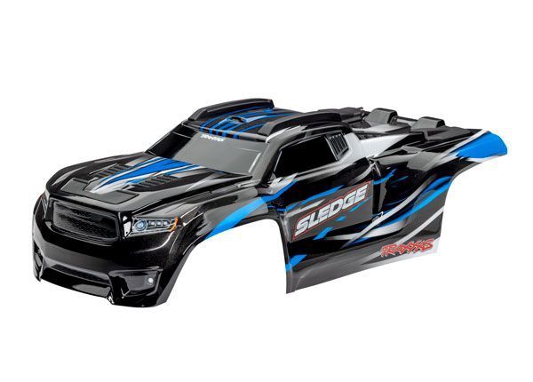 Traxxas Body, SledgeÔøΩ, blue (painted, decals applied) (assembled with front &amp; rear body mounts and rear body support for clipless mounting)-1