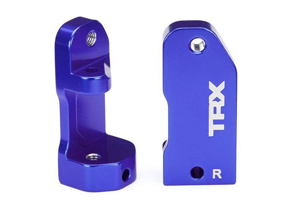 TRA3632A, Traxxas Caster blocks, 30-degree, blue-anodized 6061-T6 aluminum (left &amp; right)/ suspension screw pin (2)