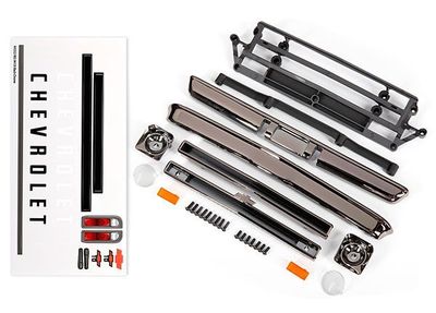 Traxxas Body accessories, Chevrolet C10, black chrome (includes grille (upper &amp; lower), headlight housings (left &amp; right), bumpers (front &amp; rear), mounting retainers and hardware)