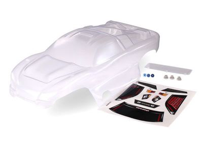 Traxxas Body, Nitro RustlerÔøΩ (clear, requires painting)/window, grille, lights decal sheet/ wing and aluminum hardware