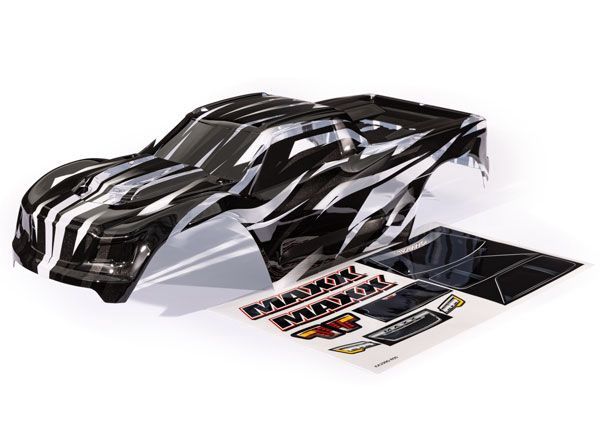 Traxxas Body, MaxxÔøΩ, ProGraphixÔøΩ (graphics are printed, requires paint &amp; final color application)/ decal sheet (fits MaxxÔøΩ with extended chassis (352mm wheelbase))