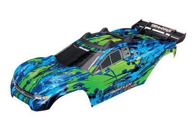 Traxxas Body, RustlerÔøΩ 4X4 VXL, green (painted, decals applied) (assembled with front &amp; rear body mounts and rear body support for clipless mounting)-1