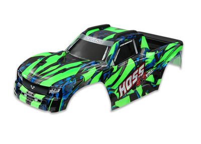Traxxas Body, HossÔøΩ 4X4 VXL, green (painted, decals applied) (assembled with front &amp; rear body mounts and rear body support for clipless mounting)