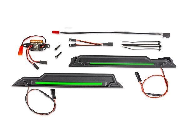 Traxxas LED light kit, green, complete (underbody) (includes 3-volt accessory power supply, power harnesses &amp; mounting hardware)