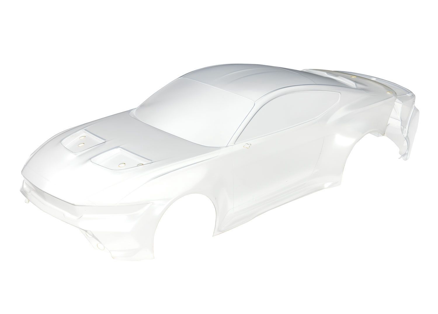 Traxxas Body, Ford Mustang (clear, trimmed, requires painting)/ decal sheet (includes side mirrors, spoiler, grilles, vents, hardware, &amp; clipless mounting)