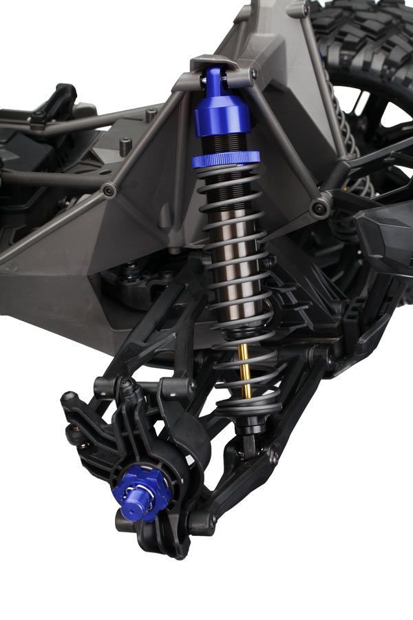 Traxxas Shock caps, aluminum (blue-anodized), GTX shocks (4)/ spacers (8)