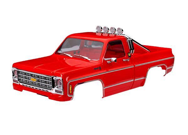Traxxas Body, Chevrolet K10 Truck (1979), complete, red (includes grille, side mirrors, door handles, roll bar, windshield wipers, &amp; clipless mounting) (requires #9835 front &amp; rear bumpers)