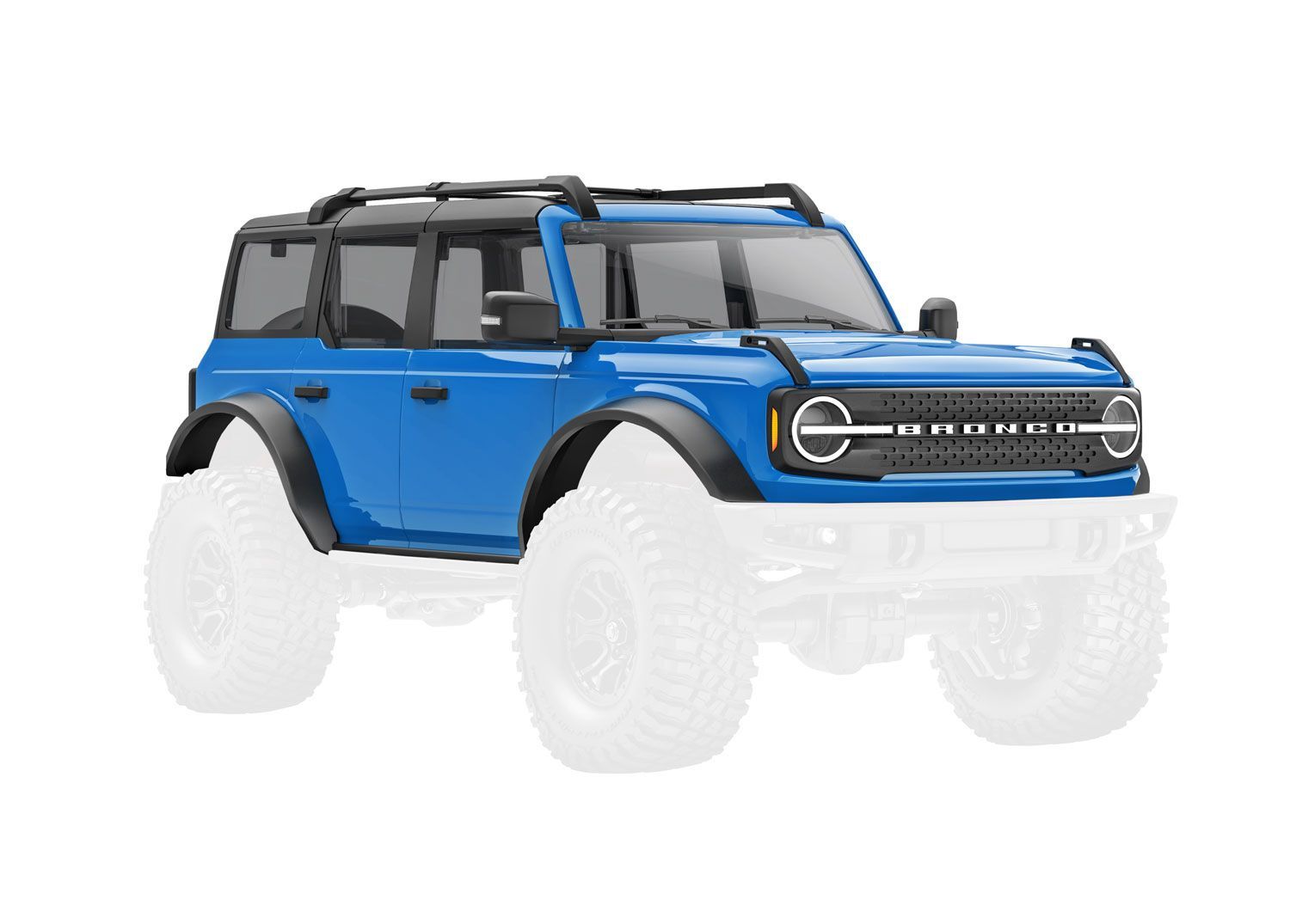 Traxxas Body, Ford Bronco, complete, blue (includes grille, side mirrors, door handles, fender flares, windshield wipers, spare tire mount, &amp; clipless mounting) (requires #9735 front &amp; rear bumpers)