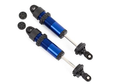 Traxxas Shocks, GT-MaxxÔøΩ, long, aluminum (blue-anodized) (fully assembled w/o springs) (2)