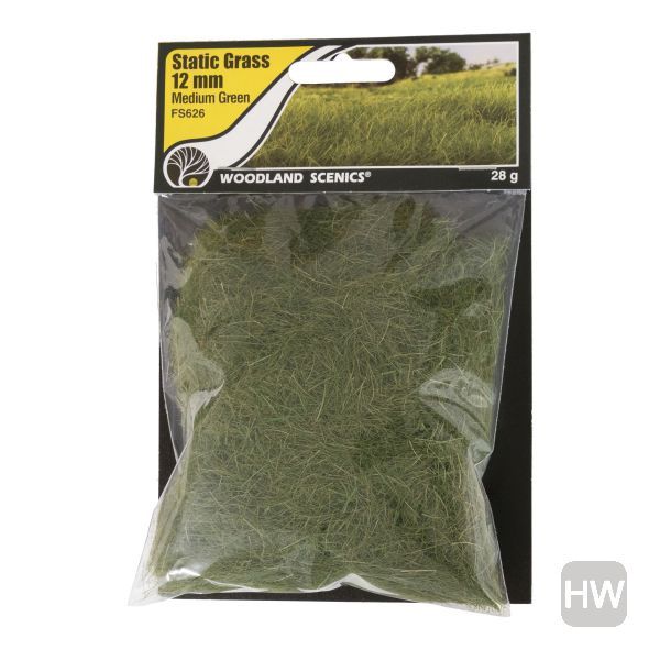 WOOFS626, Woodland Scenics - Static Grass Med Green 12mm