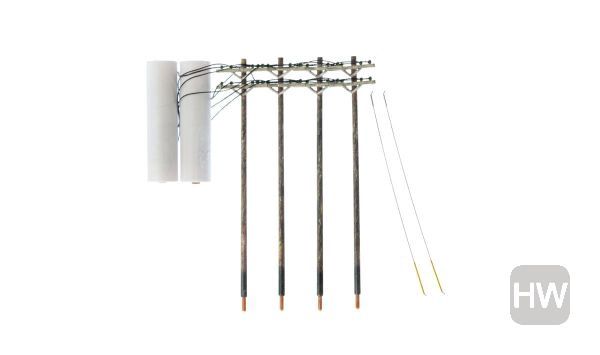 WOOUS2266, Woodland Scenics - Utility Poles Double Crossbar 4pk HO