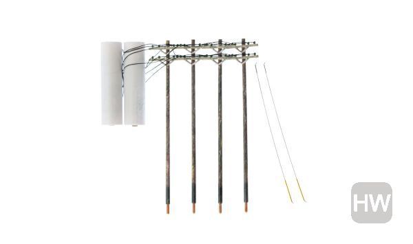WOOUS2251, Woodland Scenics - Utility Poles Double Crossbar 4pk N
