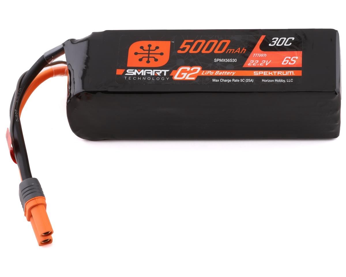 SPMX56S30, Spektrum RC 6S Smart G2 LiPo 30C Battery Pack (22.2V/5000mAh) w/IC5 Connector
