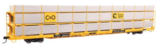 910-8308, WalthersMainline - 89' Flatcar w/Tri-Level Shielded Auto Rack - Ready to Run - HO scale