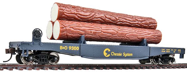 931-1772, WalthersTrainline - Log Dump Car with 3 Logs - Ready to Run - HO scale