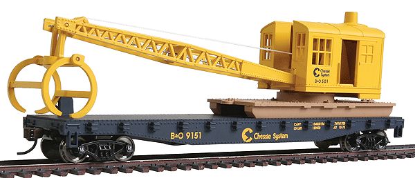 931-1782, WalthersTrainline - Flatcar with Logging Crane - Ready to Run - HO scale
