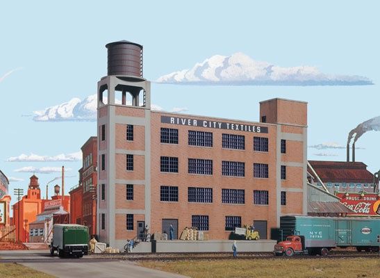 933-3178, Walthers Cornerstone - River City Textiles Background Building - HO scale