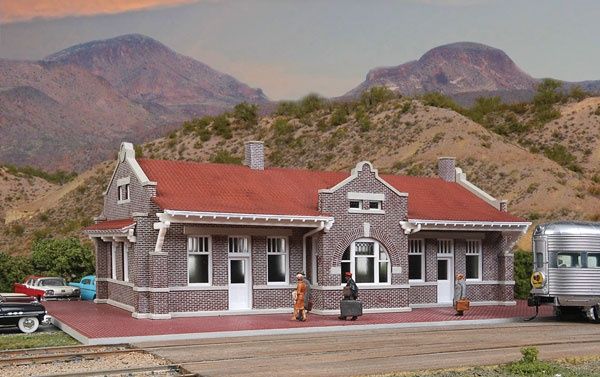 933-4055, Walthers Cornerstone - Brick Mission-Style Santa Fe Depot - HO scale
