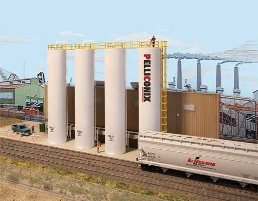 933-4146, Walthers Cornerstone - Plastic Pellet Plant Background Building - HO scale
