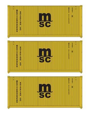 949-18054, Walthers SceneMaster - 20' Fully Corrugated Container - 3-Pack - HO scale