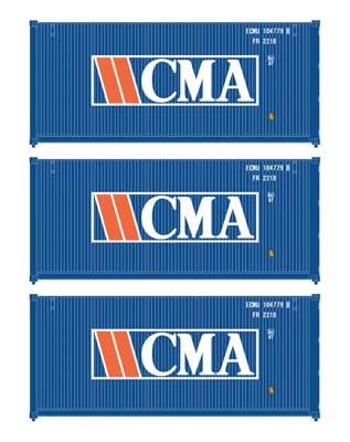 949-18050, Walthers SceneMaster - 20' Fully Corrugated Container - 3-Pack - HO scale