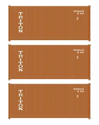 949-18055, Walthers SceneMaster - 20' Fully Corrugated Container - 3-Pack - HO scale