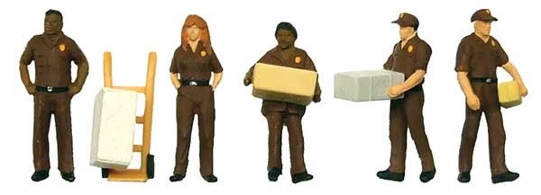 949-6043, Walthers SceneMaster - UPS Delivery Personnel pkg(5) - HO scale