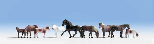 949-6074, Walthers SceneMaster - Majestic Horses pkg(9) - HO scale