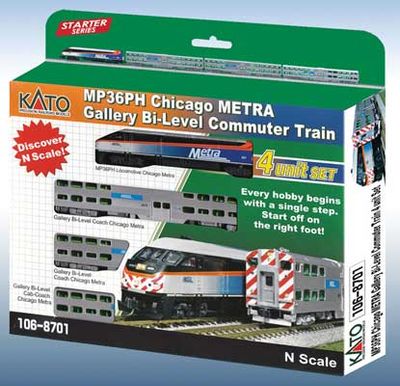 KAT1068701, Kato USA - Chicago Metra Bi-Level Commuter Train-Only Set - Standard DC - N scale