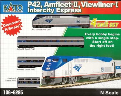 KAT1066285S, Kato USA - Amfleet &amp; Viewliner Intercity Express Train-Only Set - Sound and DCC - N scale