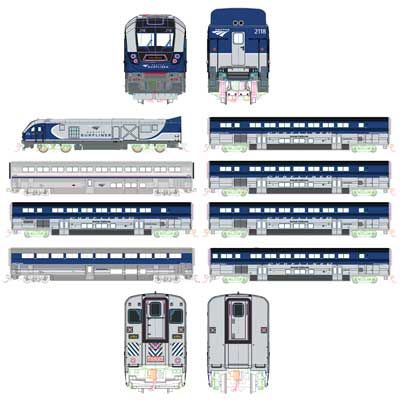 KAT1069010S1, Kato USA - Pacific Surfliner Train-Only Set - Sound and DCC - Interior Lights - N scale