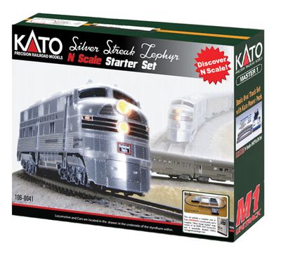 KAT1060041, Kato USA - Silver Streak Zephyr Starter Set - N scale