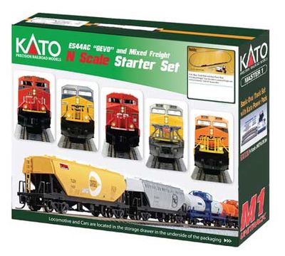 KAT1060024, Kato USA - GE ES44AC GEVO Mixed Freight Starter Set - N scale