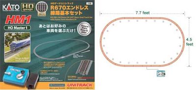 KAT3105, Kato USA - HM1 Basic Oval Set with Power Pack SX - Unitrack - HO scale