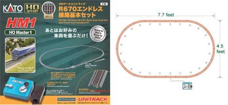 KAT3105, Kato USA - HM1 Basic Oval Set with Power Pack SX - Unitrack - HO scale