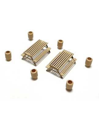KAT85211024, Kato USA - 6 Wooden Garbage Cans/Bins &amp; 2 Picnic Tables - N scale